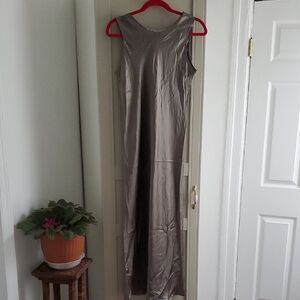 ATM Anthony Thomas Melillo Metallic Silk Gray Maxi Dress